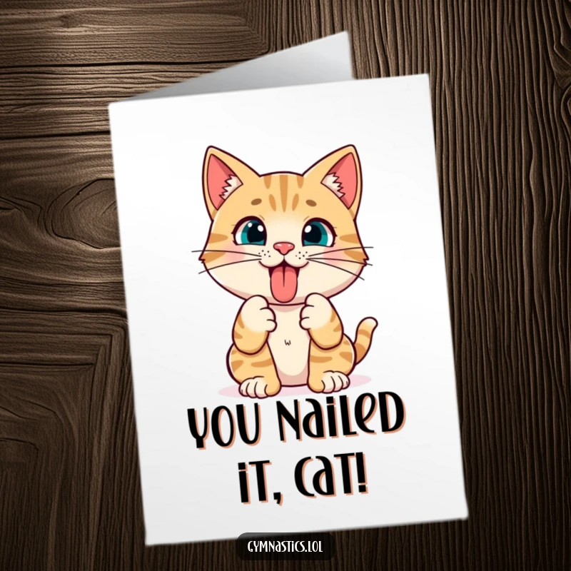 Funny Free Printable Congratulations Card: A curious cat playfully sticking its tongue out while posing.
