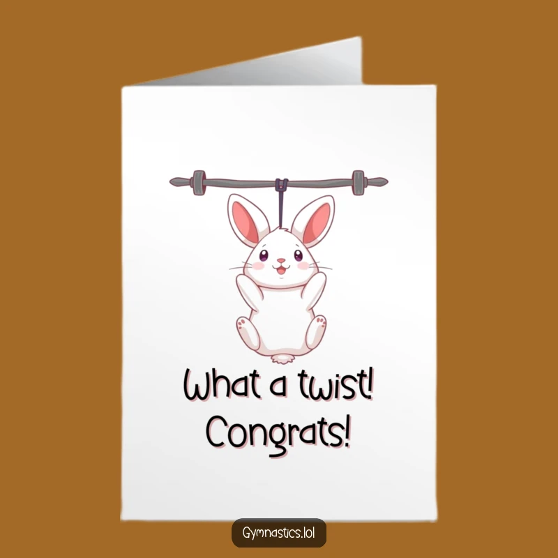 Free Printable Congrats Card: Rabbit Uneven Bars - Astonishing Feats, Funny Downloadable Art