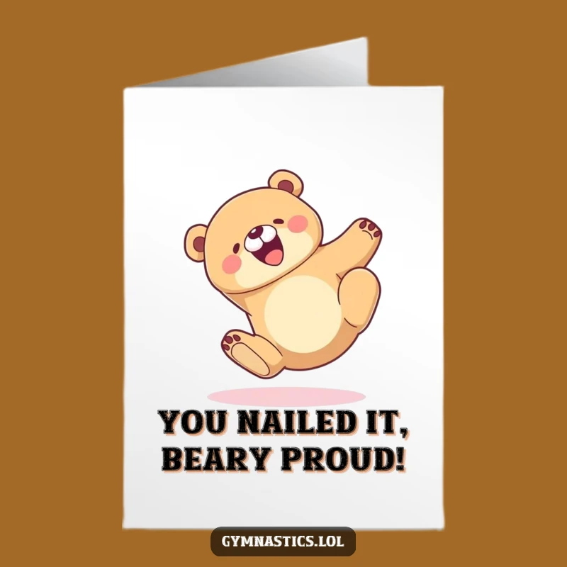 Free Printable Congrats Card: Funny Bear Landing Gift for Any Achievement