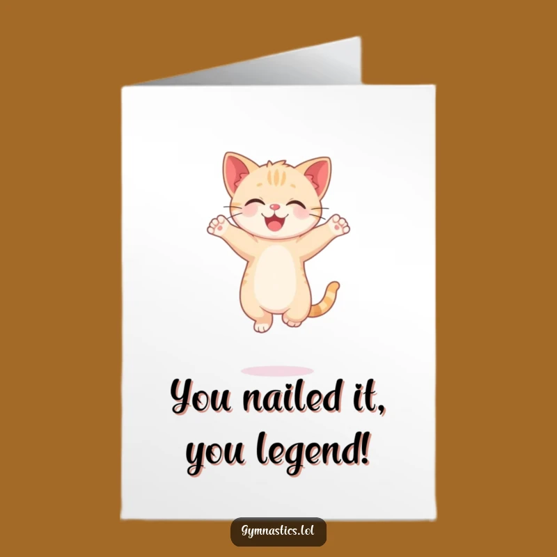 Free Printable Congrats Card: Funny Kitten's Balancing Act - Hilarious Downloadable Greeting