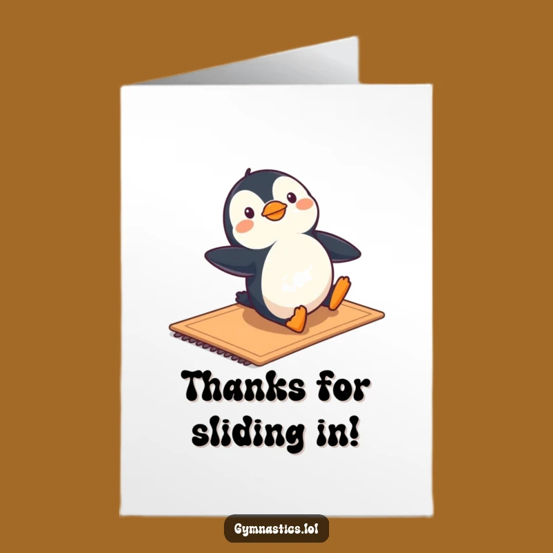 Free Printable Thank You Card: Penguin's Gymnastics for Your Kindness
