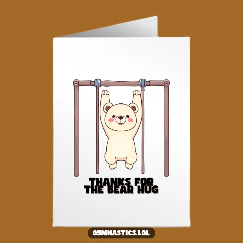 Free Printable Thank You Card: Strong Bear Gymnastics Pose, Sweet Downloadable Appreciation Gift