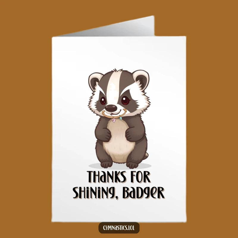 Free Printable Thank You Card: Funny Badger Hoop Trick, Perfect Downloadable Gift!