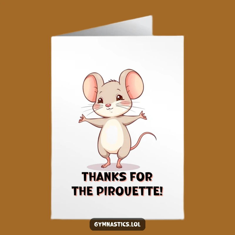 Free Printable Thank You Card: Shy Mouse Pirouette Downloadable Gift