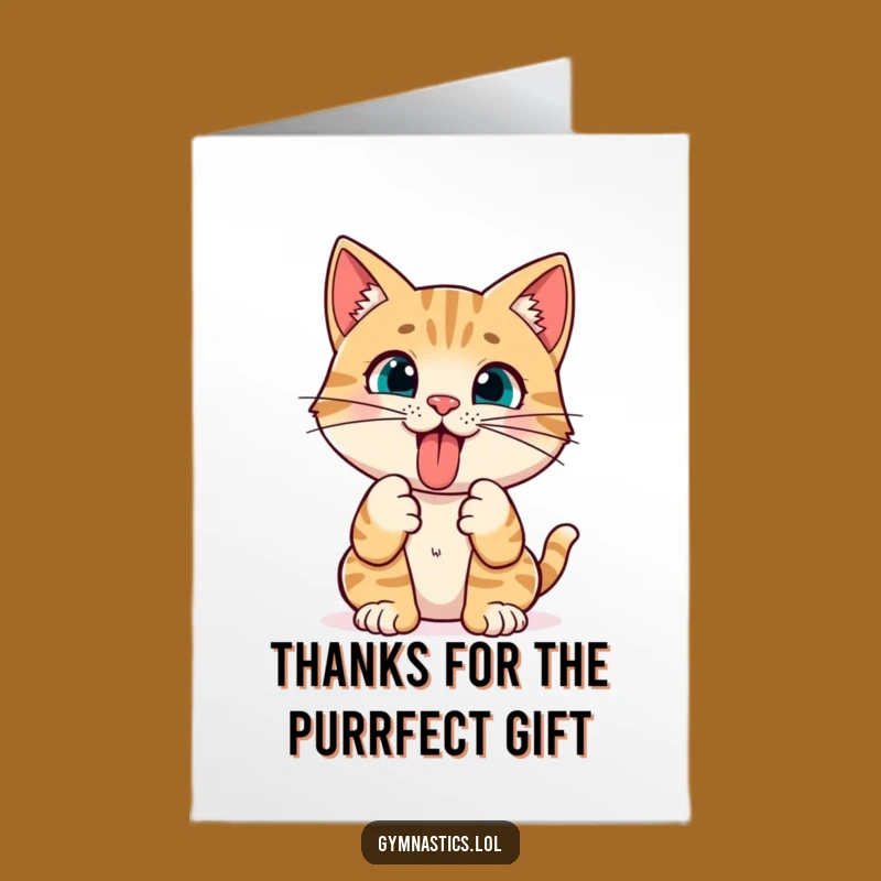 Free Printable Thank You Card: Cheeky Cat Tongue Out Pose, Sweet Downloadable Appreciation Gift