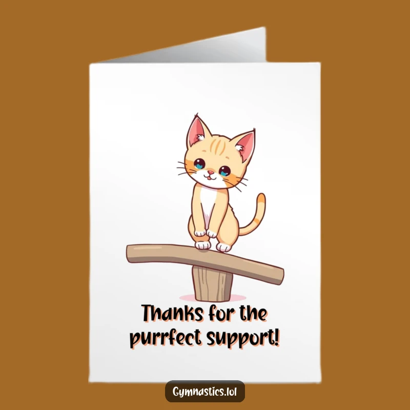 Free Printable Thank You Card: Comical Kitten Balance Act Humor Downloadable Gift