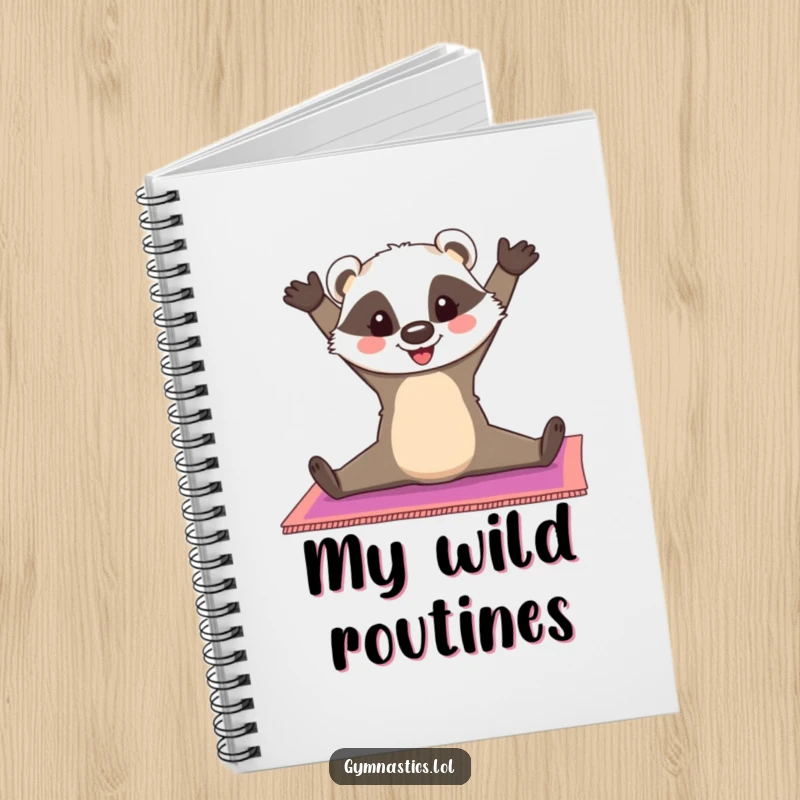 Funny Badger Notebook: A cheerful badger does a split on a colorful gymnastics mat, ideal for jotting down flexible ideas with cheerful humor, a funny gift.