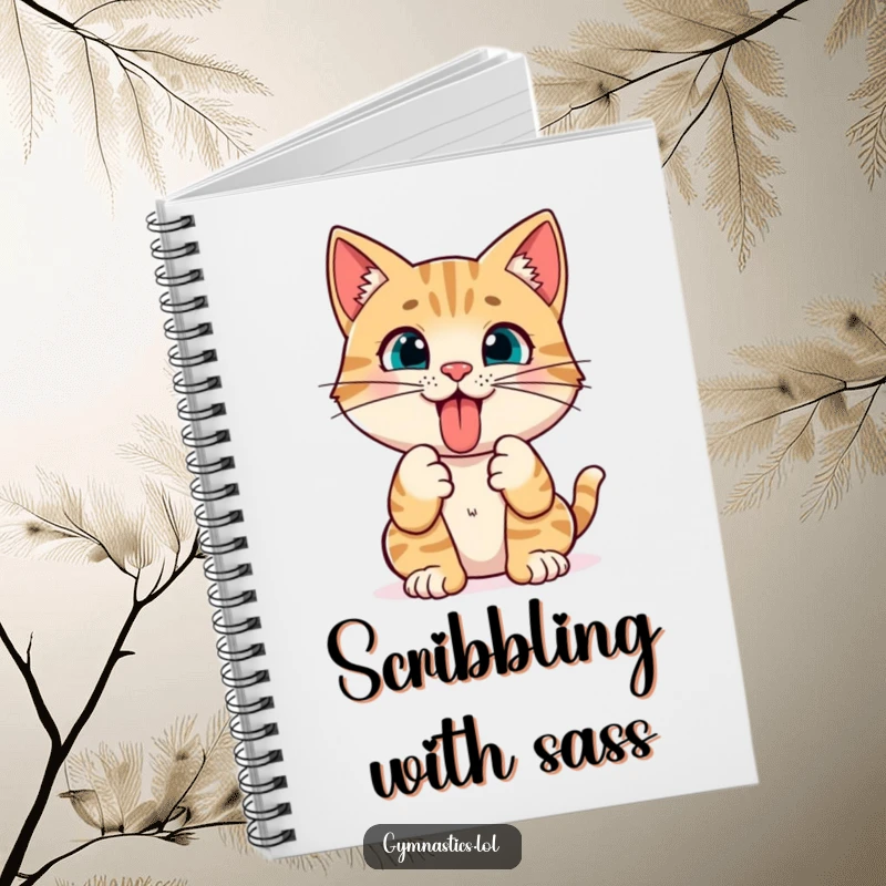 Funny Cat Yoga Notebook: A curious cat sticks its tongue out while holding a pose, inspiring humorous and creative note-taking.
