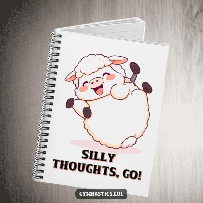 Funny Notebook: Features a giggling sheep rolling end over end, ready to record your playful thoughts and ideas.
