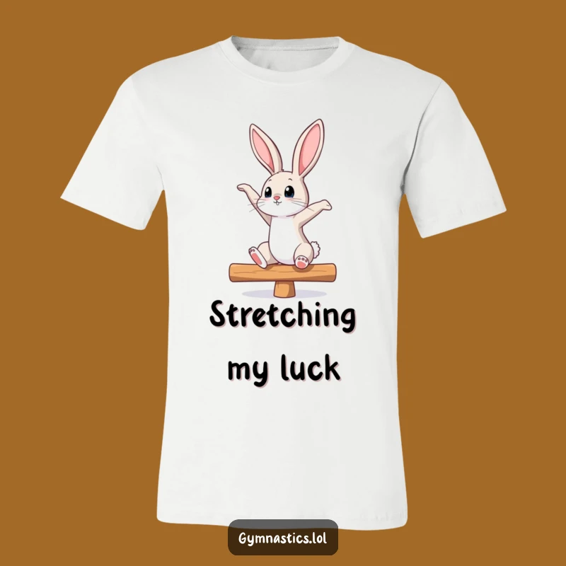 Funny Bunny Balance Beam T-Shirt - Curious Stretch Pose, Hilarious Gift