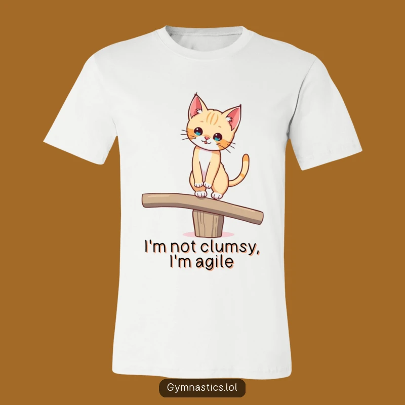 Funny Balancing Kitten T-Shirt, Hilarious Cat Pose Gift for Her