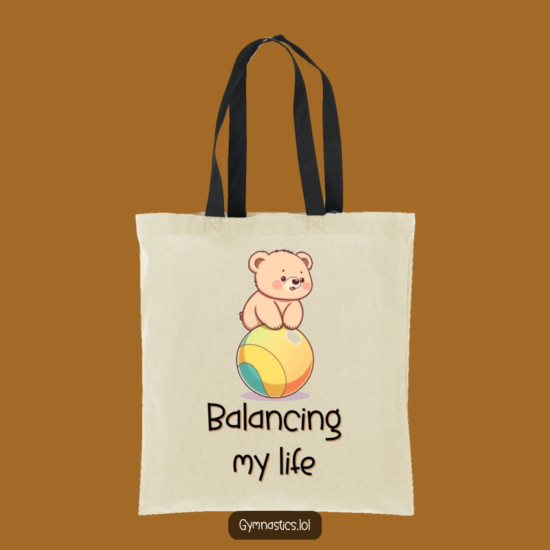 Funny Bear Cub Ball Balance Tote Bag - Cute & Practical Accessory