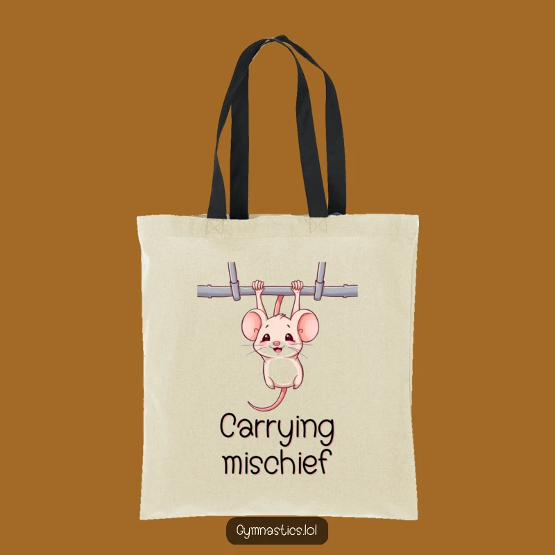 Funny Mouse Gymnast Tote Bag - Durable & Hilarious Gift for Athletes