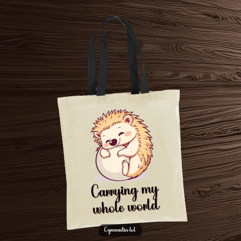 Funny Hedgehog Yoga Tote Bag: A happy hedgehog achieves perfect zen in a ball pose, making this a humorous and practical tote.